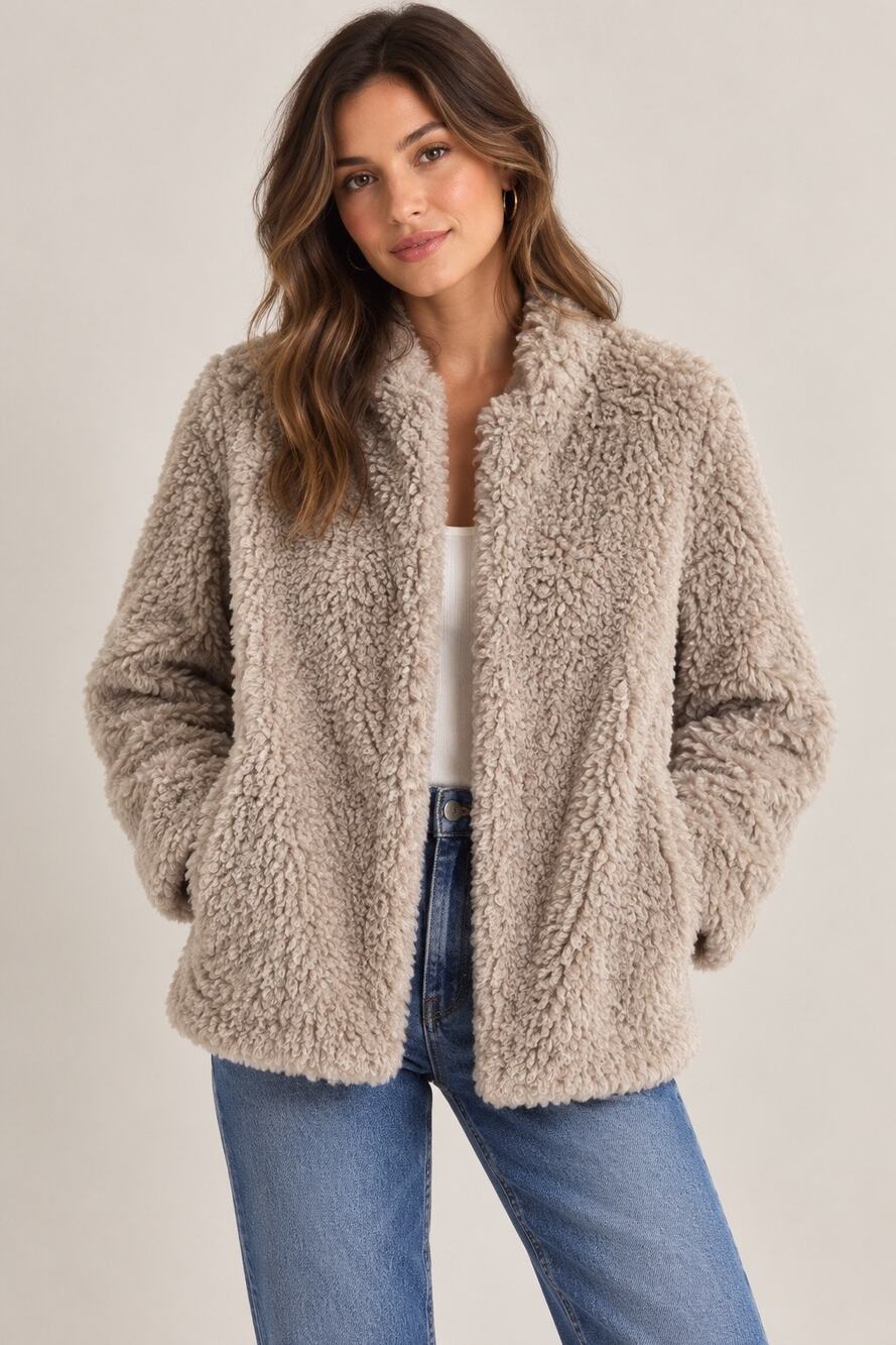 Elevenses Anthropologie Faux Fur Jacket – Size S – Cozy Neutral Layer